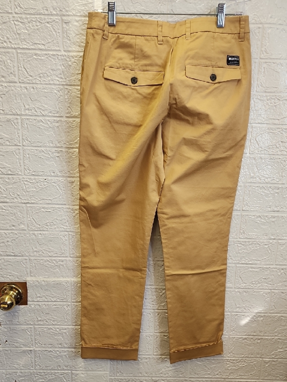 Wildfang Beige Cropped Chino Trousers - Picture 5 of 7